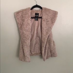 Faux blush fur vest